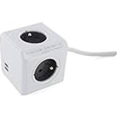 allocacoc Multiprise Powercube 3 Prises 16A Avec 2 Usb 1,5M Gris Cha48041