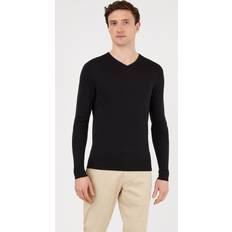 Sunspel Extra-Fine Merino V-neck - Black Men's