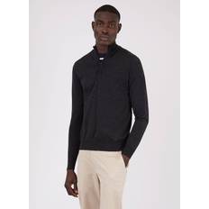 Sunspel Extra-Fine Merino Zip Neck - Charcoal Melange