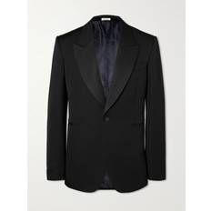 Silk Blazers Alexander McQueen Silk-Satin Trimmed Wool-Twill Blazer Men Black IT