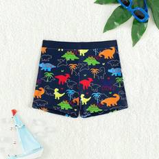 M Badbyxor Shein Young Boy's Cartoon Dinosaur Printed Swim Shorts