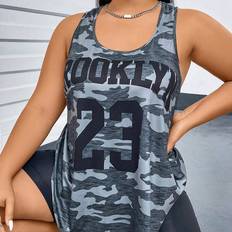 46 Linnen Shein Plus Women's Camouflage Tank Top With Digital Print