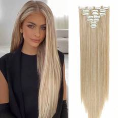 Black Clip-On Extensions Shein Clip In Hair Extensions 16 Clips 22 Inch 7pcs