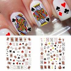 Shein 2pcs Poker Pattern Nail Art Stickers Decals, Multi-Functional Nail Stickers