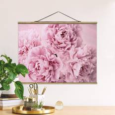 Chêne Affiches Klebefieber Tableau En Tissu Avec Porte-Affiche Pivoines Roses Affiche