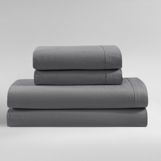 274.32 cm Draps Calvin Klein Washed Percale 4 Piece Sheet Set, King Drap Gris (274.32x)