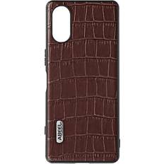 Coque Sony Xperia 5 V Cuir Croco Série Crocs Wild Marron