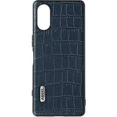 Coque Sony Xperia 5 V Cuir Croco Série Crocs Wild Bleu