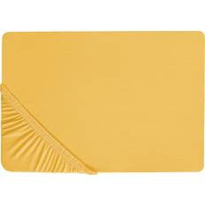 OEKO-TEX Bed Sheets Beliani Classic Fitted Cotton 160 x 200 cm Mustard Bed Sheet Yellow (160x)