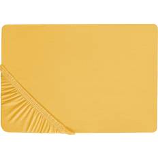 Cotone Biancheria da Letto Beliani Cotone Giallo Senape 160 x 200 cm Janbu Lenzuolo Giallo (160x)