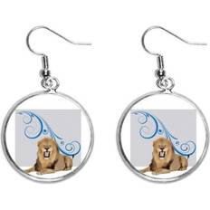 DIYthinker Feline Lions Drop Earrings - Silver/Multicolour