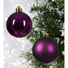 Decoris 12 Violet Purple Shatterproof Baubles Christmas Tree Ornament 6pcs