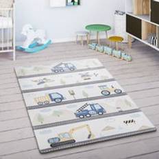 Paco Home Kinderteppich Kinderzimmer Spielmatte Rutschfest Berge Wolken Creme