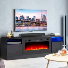 Modern black tv stand Jolydale Fireplace Modern Black TV Bench 70x25"