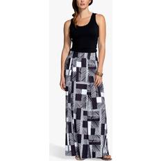 Stripes Skirts Box Pleat Maxi Skirt Black