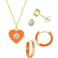 Macy's Jewelry Sets Macy's Crystal Enamel Necklace and Earring Set, 3-Piece Orange Enamel