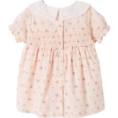 Vertbaudet Smocked Baby Dress with Embroidered Collar - Light Pink