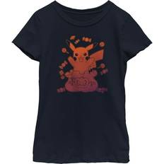 Children's Clothing Nintendo Girl's Pokemon Halloween Pikachu Bag of Candy Child T-Shirt Navy blue