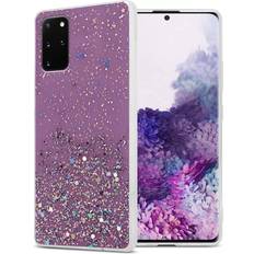 Handyhüllen Cadorabo Purple with Glitter Case for Samsung Galaxy S20 PLUS Cover Protection TPU Silicone Gel Back case with sparkling glitter