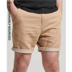 Homme - Lin Shorts Superdry Mens Organic Cotton Studios Linen Turn Up Shorts Beige Waist