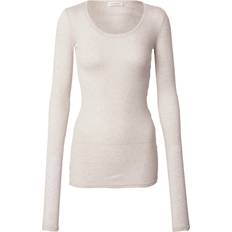 American Vintage Mas04e23 Kvinde Langærmede T-shirts Bomuld hos Magasin Beige