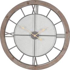 Metal Wall Clocks Pacific Lifestyle Natural Wood & Metal Round Brown Wall Clock 80cm