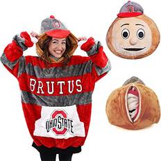 Plushible Ohio State Blanket Hoodie Snuggly Oversized Sweatshirt Hooded Blankets for Adult Men & Women Ohio State Buckeyes College Football Mascot Pillows Sports Gifts