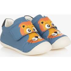 Boys - Leather First Steps Geox Boys Blue Lion First Walker Velcro Shoes Blue