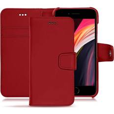 Noreve Lederschutzhülle Wallet iPhone SE 2020 iPhone SE 2022 Smartphone Hülle, Rot