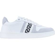 Versace Dame Sneakers Versace Læder Snøresko Med Græsk Motiv - Hvid