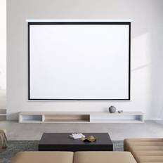 Living and Home 100 in Projector Screen Manual Pull Down Wall Mounted Matt White Cinema
