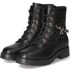 Guess Femme Bottines en Dentelle Guess Xenia Charm Chain Combat Boots Black