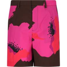 Valentino Housut & Shortsit Valentino COTTON POPLIN BERMUDA SHORTS WITH FLOWER PORTRAIT PRINT TOBACCO/PINK PP