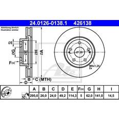 Freinages par Frottement ATE 24.0126-0138.1 Bremsscheibe Artikel 26.0 mm 5 114.3 mm Ventilé Revêtu