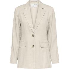 Dame - XS Dressjakker Selected Viva Relaxed Fit Blazer - Sand Shell