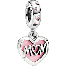 Pandora Mom's Heart Pendant Charm - Silver/Pink