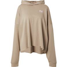 Under Armour Women's Rival Terry Oversized Hoodie Timberwolf Taupe White Brown