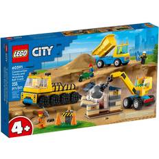 Building Games LEGO City Construction Trucks & Wrecking Ball Crane 60391