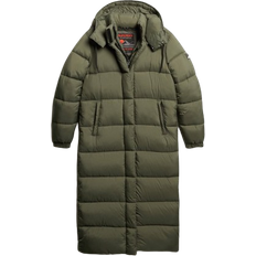 Superdry Damen Bekleidung Superdry Long Ripstop Quilted Coat - Football Dark Moss Grid