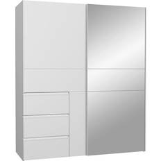 Schubladen Kleideraufbewahrung Forte Modern White/Mirror Kleiderschrank 61.2x201cm