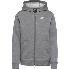 Niño Sudaderas con capucha Nike Kid's Sportswear Club Full Zip Hoodie - Carbon Heather/Smoke Grey/White (BV3699-091)