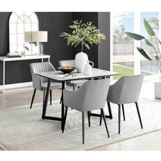 Fabric Dining Sets Furniturebox Carson White/Grey Dining Set 80x120cm 5pcs