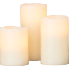 Lights4fun Battery Operated Ivory LED Candle 15cm 3pcs