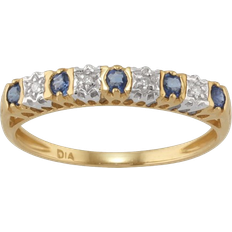 Classic Round Half Eternity Ring - Gold/Diamonds/Sapphire