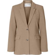 Brune - Dame Dressjakker Selected Rita Classic Single Button Jacket - Camel