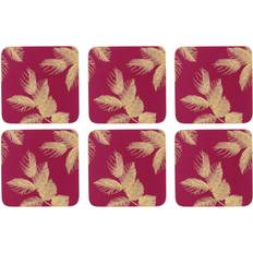 Rosa Glassbrikker Pimpernel Etched Leaves Glassbrikke 6st