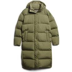 Superdry Hooded Longline Puffer Coat - Wild Khaki