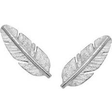 Heiring Rhodiumbelagt Øreringe Heiring Feather Mini Earrings - Silver