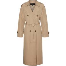 Brune - Dame Ytterklær Vero Moda Chloe Trenchcoat - Brown/Silver Mink