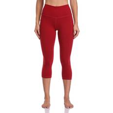 Yoga Leggings Colorfulkoala Women's High Waisted Yoga Capri - Rose Red